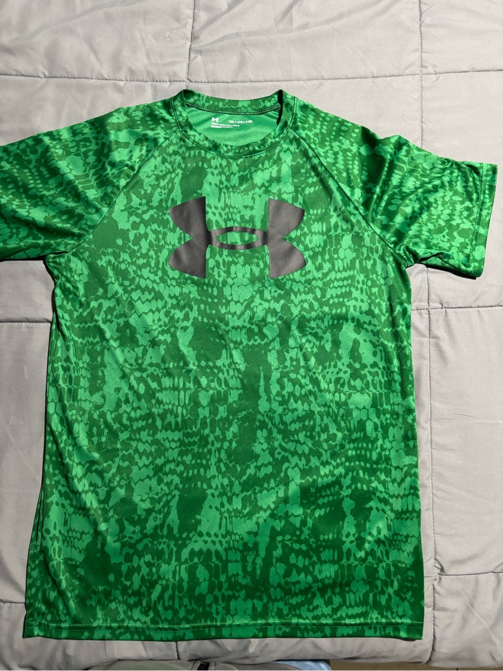Under Armour Green Patterned Tech Tee with Black Logo